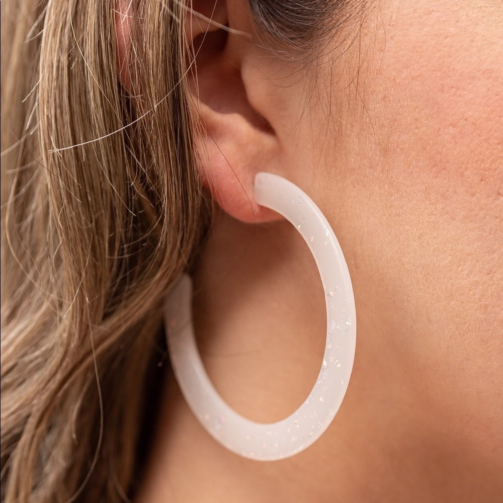 HAUTE Tamale - White Acrylic Earrings